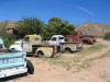 Achtergelaten pick-up autowrakken langs de Route 66